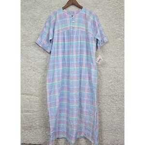 Vintage‎ 90s Amanda Stewart Sears Nightgown Small Pastel Plaid Loungewear Dress